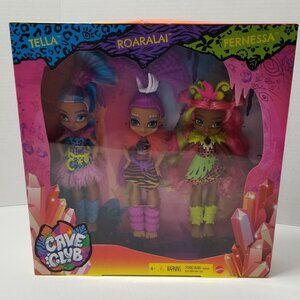 CAVE CLUB 3 Pack Of Dolls TELLA ROARALAI FERNESSA Prehistoric Kids Fashions NEW